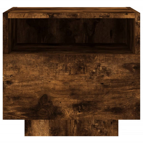 vidaXL Bedside Cabinet with LED Lights Smoked Oak 40x39x37 cm