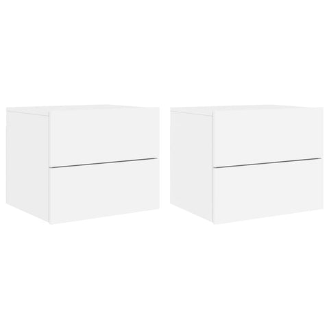 vidaXL Wall-mounted Bedside Cabinets with LED Lights 2 pcs White