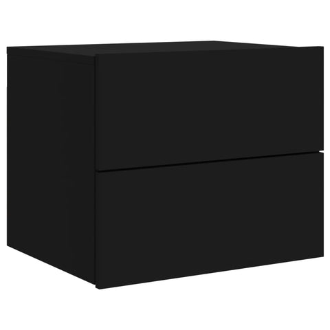 vidaXL Wall-mounted Bedside Cabinet with LED Lights Black