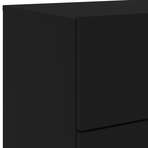 vidaXL Wall-mounted Bedside Cabinet with LED Lights Black