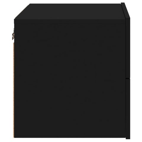 vidaXL Wall-mounted Bedside Cabinets with LED Lights 2 pcs Black