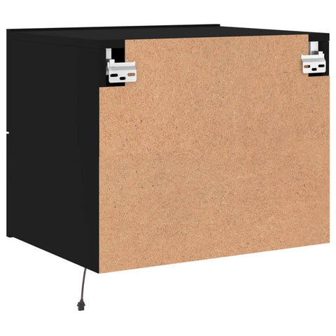vidaXL Wall-mounted Bedside Cabinets with LED Lights 2 pcs Black