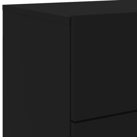 vidaXL Wall-mounted Bedside Cabinets with LED Lights 2 pcs Black