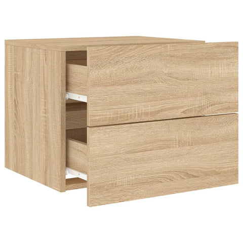 vidaXL Wall-mounted Bedside Cabinet with LED Lights Sonoma Oak