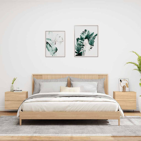 vidaXL Wall-mounted Bedside Cabinets with LED Lights 2 pcs Sonoma Oak