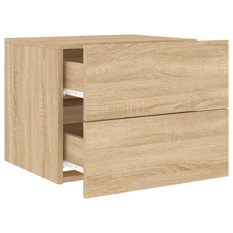 vidaXL Wall-mounted Bedside Cabinets with LED Lights 2 pcs Sonoma Oak