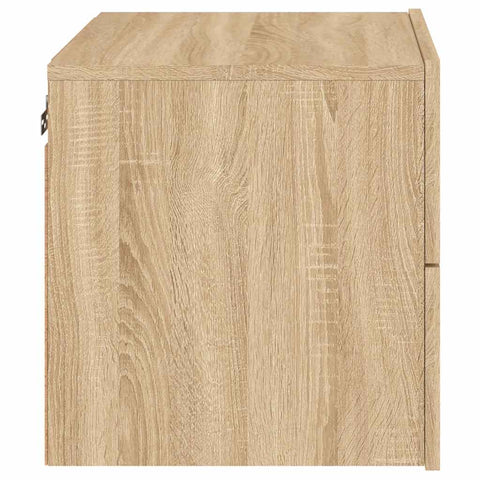 vidaXL Wall-mounted Bedside Cabinets with LED Lights 2 pcs Sonoma Oak