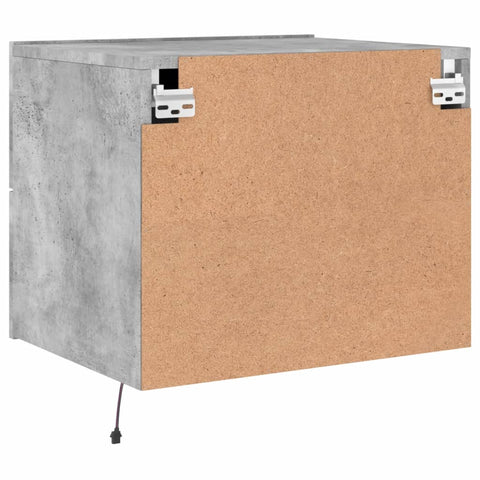 vidaXL Wall-mounted Bedside Cabinet with LED Lights Concrete Gery