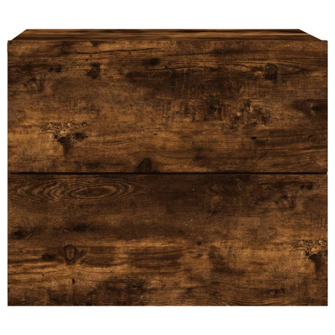vidaXL Wall-mounted Bedside Cabinet with LED Lights Smoked Oak