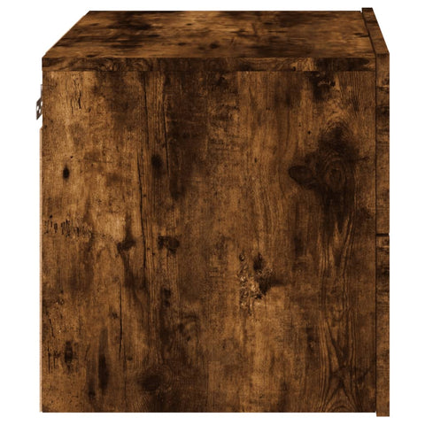 vidaXL Wall-mounted Bedside Cabinet with LED Lights Smoked Oak