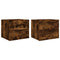 vidaXL Wall-mounted Bedside Cabinets with LED Lights 2 pcs Smoked Oak