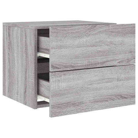 vidaXL Wall-mounted Bedside Cabinet with LED Lights Grey Sonoma