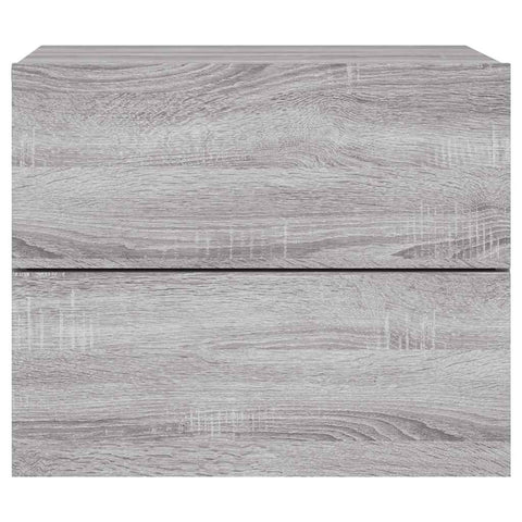 vidaXL Wall-mounted Bedside Cabinet with LED Lights Grey Sonoma