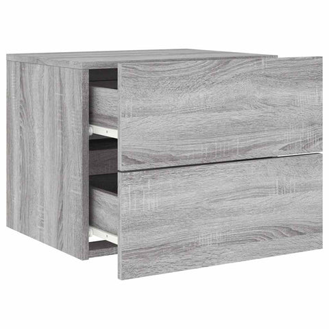 vidaXL Wall-mounted Bedside Cabinets with LED Lights 2 pcs Grey Sonoma