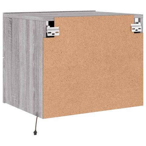 vidaXL Wall-mounted Bedside Cabinets with LED Lights 2 pcs Grey Sonoma