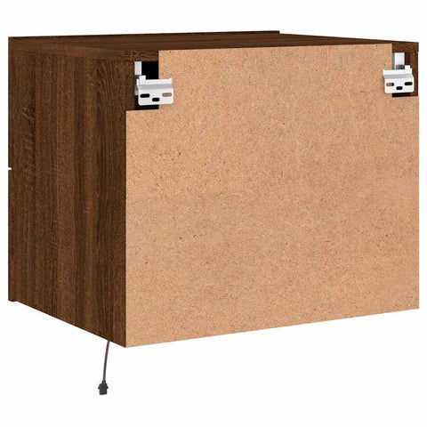 vidaXL Wall-mounted Bedside Cabinets with LED Lights 2 pcs Brown Oak
