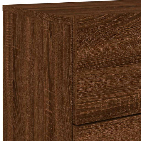 vidaXL Wall-mounted Bedside Cabinets with LED Lights 2 pcs Brown Oak