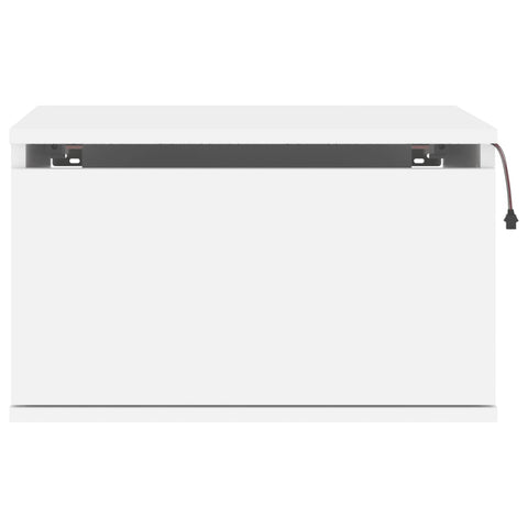 vidaXL Wall-mounted Bedside Cabinet with LED Lights White