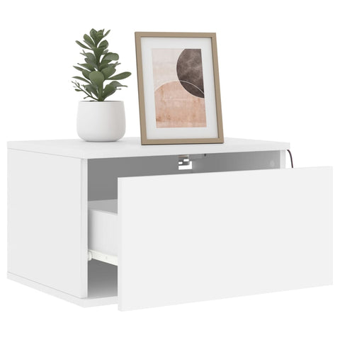 vidaXL Wall-mounted Bedside Cabinets with LED Lights 2 pcs White