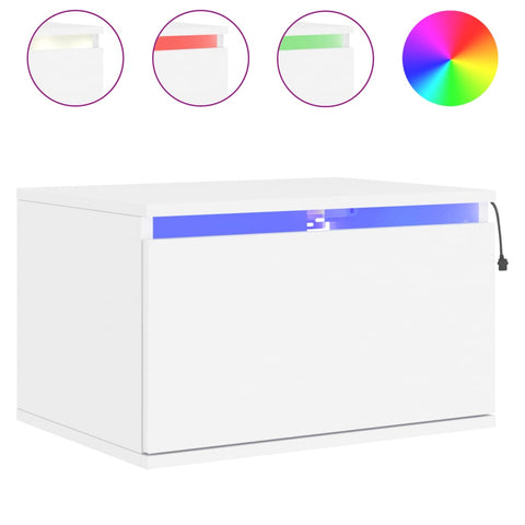 vidaXL Wall-mounted Bedside Cabinets with LED Lights 2 pcs White