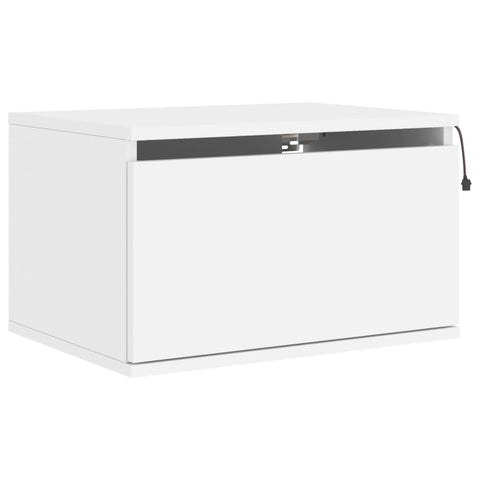 vidaXL Wall-mounted Bedside Cabinets with LED Lights 2 pcs White