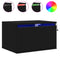 vidaXL Wall-mounted Bedside Cabinet with LED Lights Black