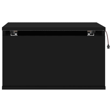 vidaXL Wall-mounted Bedside Cabinet with LED Lights Black