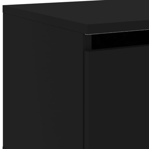 vidaXL Wall-mounted Bedside Cabinet with LED Lights Black