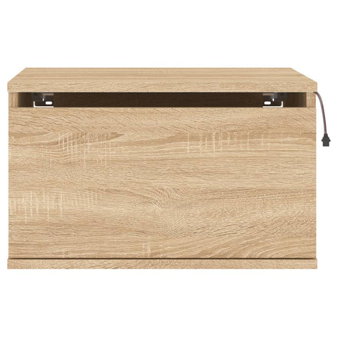 vidaXL Wall-mounted Bedside Cabinet with LED Lights Sonoma Oak