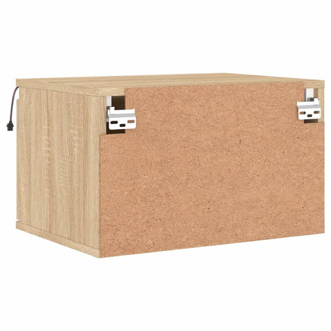 vidaXL Wall-mounted Bedside Cabinet with LED Lights Sonoma Oak