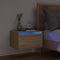 vidaXL Wall-mounted Bedside Cabinet with LED Lights Sonoma Oak