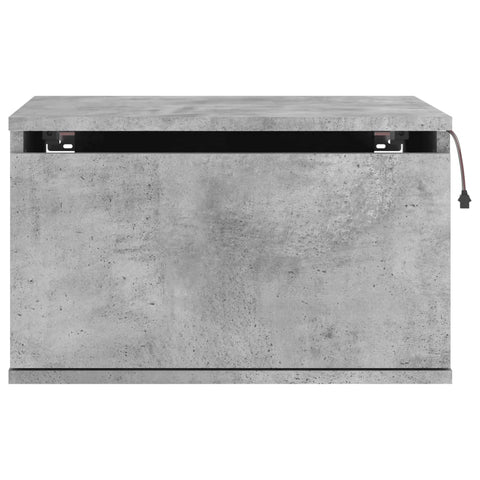vidaXL Wall-mounted Bedside Cabinet with LED Lights Concrete Gery
