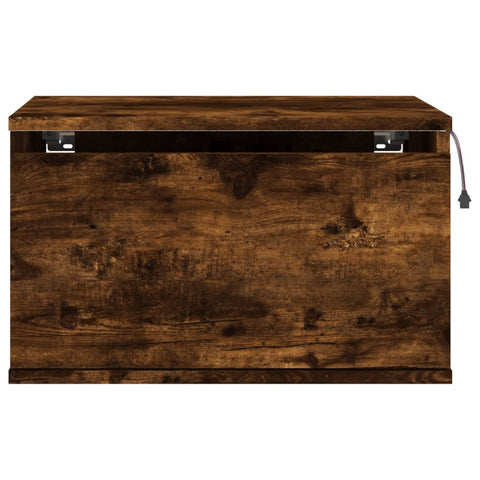 vidaXL Wall-mounted Bedside Cabinet with LED Lights Smoked Oak