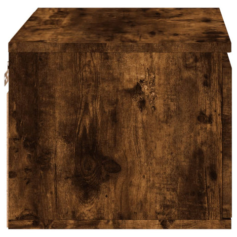 vidaXL Wall-mounted Bedside Cabinet with LED Lights Smoked Oak