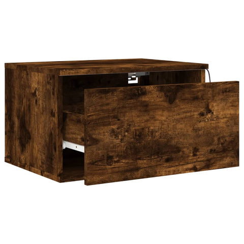 vidaXL Wall-mounted Bedside Cabinets with LED Lights 2 pcs Smoked Oak