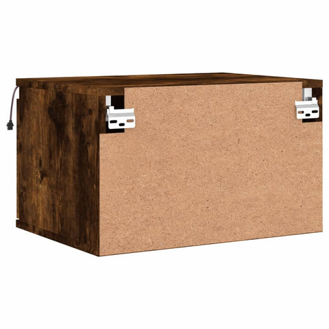 vidaXL Wall-mounted Bedside Cabinets with LED Lights 2 pcs Smoked Oak