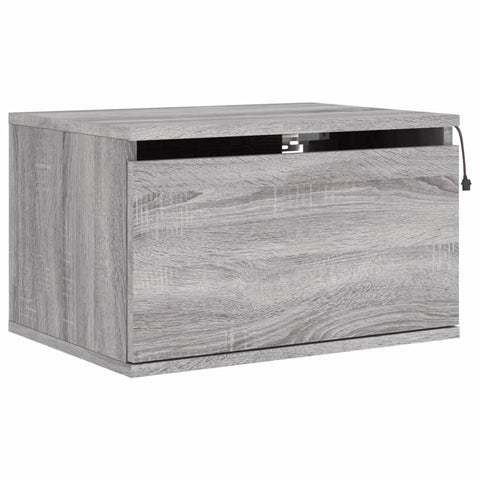vidaXL Wall-mounted Bedside Cabinets with LED Lights 2 pcs Grey Sonoma