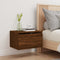 vidaXL Wall-mounted Bedside Cabinet with LED Lights Brown Oak
