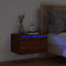 vidaXL Wall-mounted Bedside Cabinet with LED Lights Brown Oak