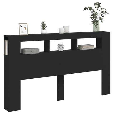 vidaXL LED Headboard Black 180x18.5x103.5 cm Engineered Wood