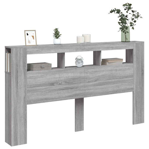 vidaXL LED Headboard Grey Sonoma 180x18.5x103.5 cm Engineered Wood