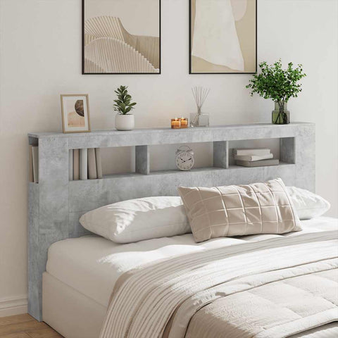 vidaXL LED Headboard Concrete Grey 200 cm Engineered Wood