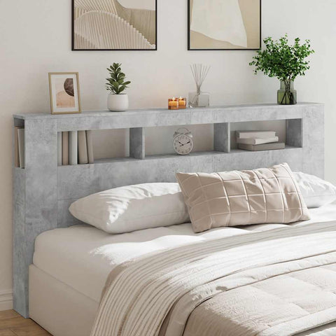 vidaXL LED Headboard Concrete Grey 200 cm Engineered Wood