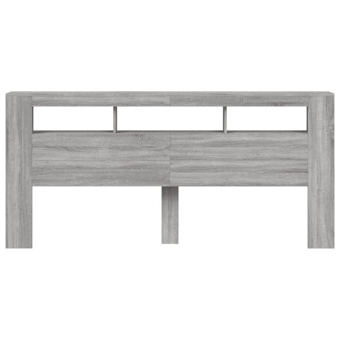 vidaXL LED Headboard Grey Sonoma 220x18.5x103.5 cm Engineered Wood