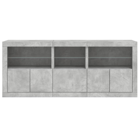 vidaXL Sideboard with LED Lights Concrete Grey 162x37x67 cm