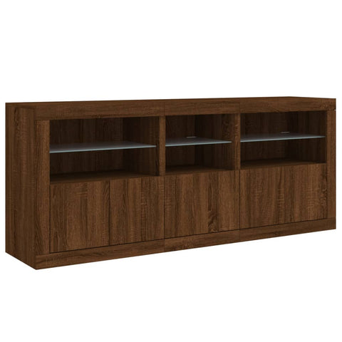 vidaXL Sideboard with LED Lights Brown Oak 162x37x67 cm
