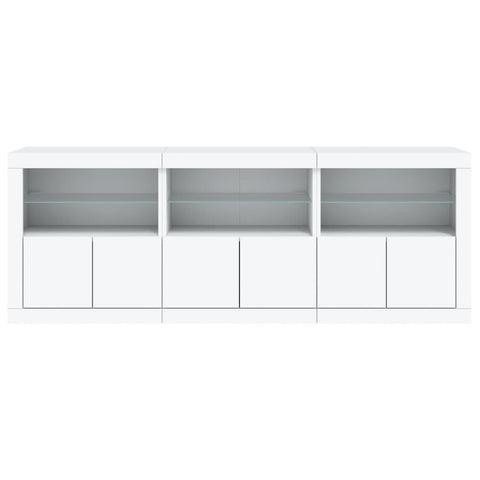 vidaXL Sideboard with LED Lights White 181.5x37x67 cm