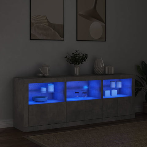 vidaXL Sideboard with LED Lights Concrete Grey 181.5x37x67 cm