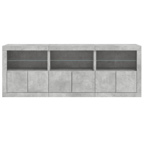 vidaXL Sideboard with LED Lights Concrete Grey 181.5x37x67 cm