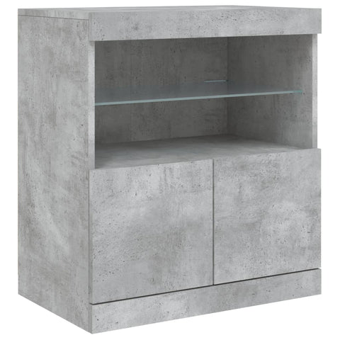vidaXL Sideboard with LED Lights Concrete Grey 181.5x37x67 cm
